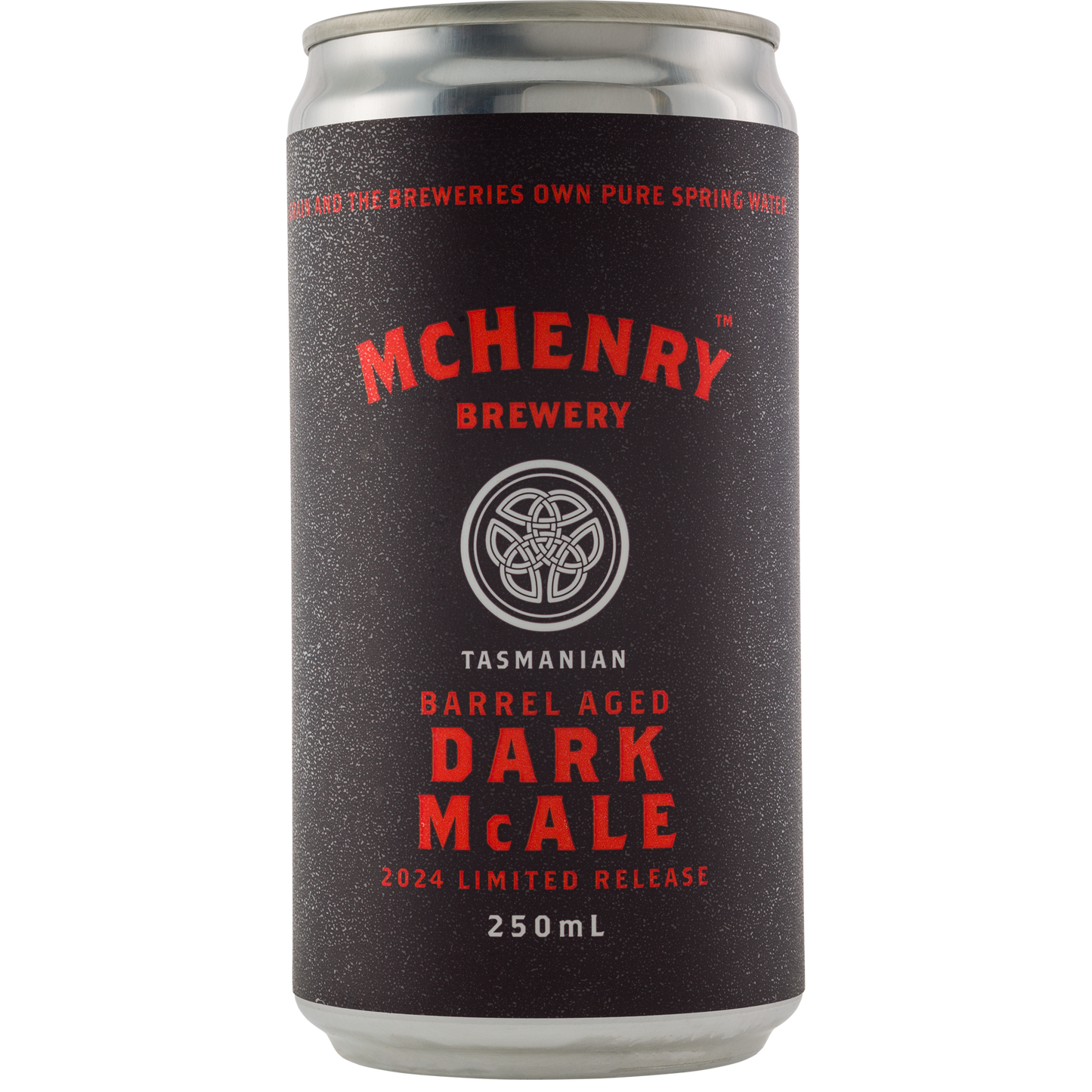 Can of McHenry Brewery Tasmanian Barrel Aged Dark McAle on a white background