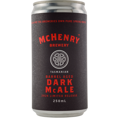 Can of McHenry Brewery Tasmanian Barrel Aged Dark McAle on a white background