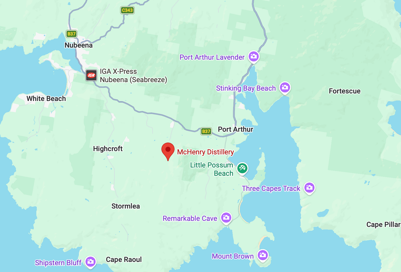 Map showing McHenry Distillery location